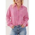 thumbnail image 1 of Chemise à Poches Poitrine Texturée Froissée Rose Délavée Minérale pour Femme, 1 of 5