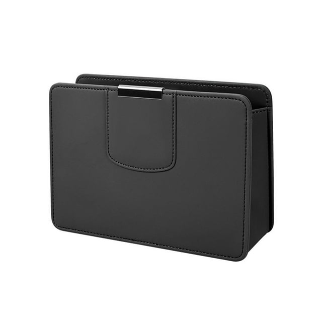 Caja de almacenamiento lateral para puerta de coche, contenedor de cuero PU, cubo de basura para coche, fácil de instalar Negro