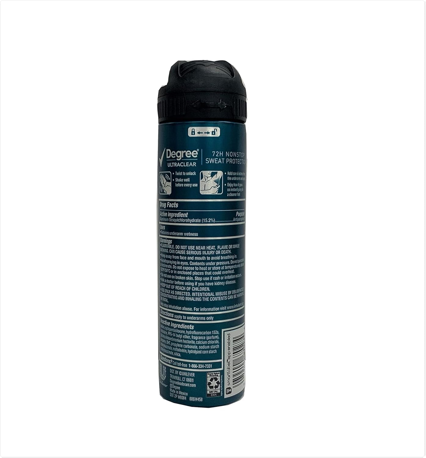 PACK OF 6 - Degree Men UltraClear Black + White Antiperspirant Deodorant Dry Spray, Fresh, 3.8 Oz