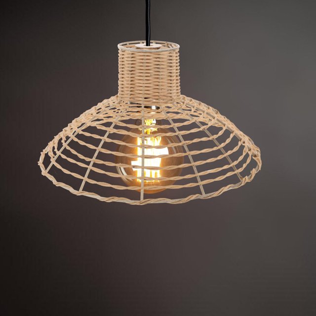Luxshiny Abat-jour pour Lampes de Table en Rotin Jaune Pâle Bohème Abat-Jour Tissé 1 Ensemble