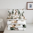 thumbnail image 4 of Comforter Set Queen Size,Cartoon Owl Woodland Animals Bedding Set,Botanical Jungle Trees Mountain Birds Duvet Insert,Countryside Farmhouse Quilt Comforter 3 Pcs, 4 of 6