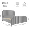 thumbnail image 2 of Homhougo California King Size Platform Bed Frame, Velvet Upholstered Bed with 50.2'' Headboard, Rivet Decoration, No Box Spring Needed, Grey, 2 of 6