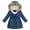 Navy, variant on OBEEII Winter Coat for Kids Girls Floral Printed Thicken Parka Jacket Hooded Snowsuit Light Puffer Warm Casual Outwear with Pockets