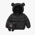 thumbnail image 2 of Aayomet Toddler Girls Puffer Jacket Ear-Trim Hooded Puffer Jacket Toddler Winter Coat with Bag (Black,3-4 Years), 2 of 9