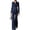 Navy Blue, variant on Elegant Women'S Stripe Suit with Double Breasted Buttons Jacket & Pants Set Navy Blue S