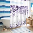 thumbnail image 5 of No Hook Shower Curtain, Purple Shower Curtains for Bathroom with See Through Top Window, Eucalyptus Leaves Waterproof & Washable Bath Curtain Extra Long 72"x84", 5 of 9