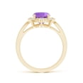 thumbnail image 2 of ANGARA Natural Inspired Cushion 2 ct Amethyst Ring with Diamond Halo in 14K Yellow Gold for Women (Size-9x7mm) | February Birthstone, Anniversary, Jewelry Gift for Women | Natural Amethyst Ring, 2 of 9