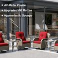 thumbnail image 3 of MeetLeisure 6-Piece Wicker Outdoor Conversation Set, Including 4 Swivel Rocking Chairs and 2 Wicker Side Table (Natural Color/Red), 3 of 14