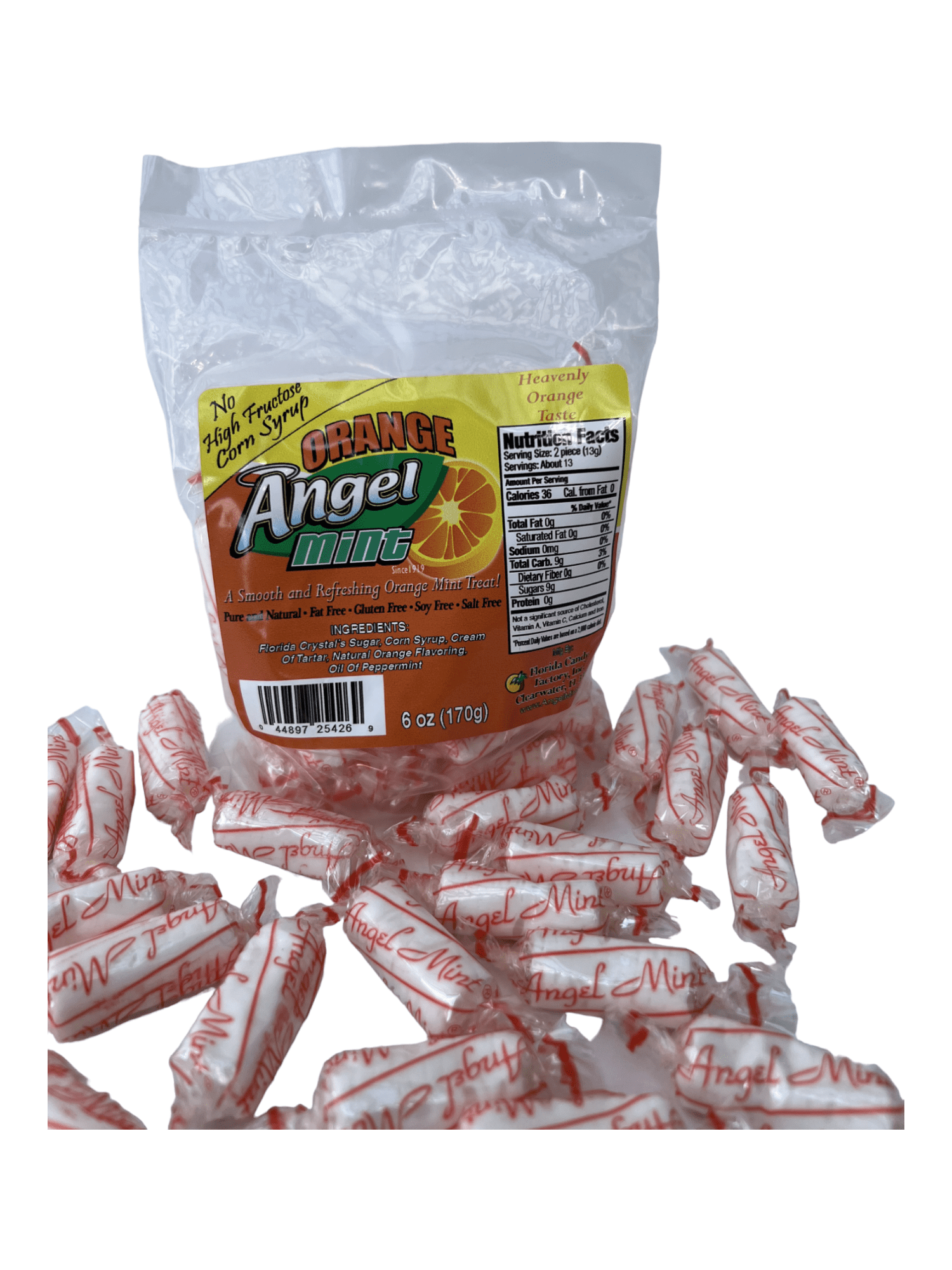 Angel Mint Orange Individually Wrapped Stick Mints Old Fashion Candy Pure and Natural