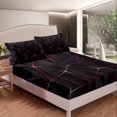 thumbnail image 2 of YST Geometric Bed Sheets, Geometry Irregular Diamond Bedding Set For Kids Teens Adult Bedroom, Lightweight Microfiber Fitted Sheet Abstract Triangle Sheets(Black Pink, Full), 2 of 5