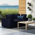 thumbnail image 2 of Modular Lounge Loveseat Deep Sofa, Sunbrella, Blue Navy, Fabric, Modern Contemporary, Outdoor Patio Balcony Cafe Bistro Garden Furniture Hotel Hospitality, 2 of 9
