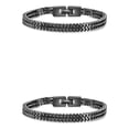 thumbnail image 3 of Qarigey de 19 cm/21 cm, acero de titanio, estilo europeo americano, accesorio de moda para hombres, cadena de mano de quilla trenzada de moda Negro 19CM 2Conjunto, 3 of 6
