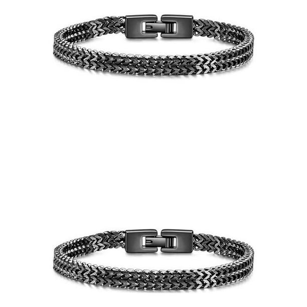 Brazalete de doble capa Qarigey acero de Titanio Negro 19CM 2piezas