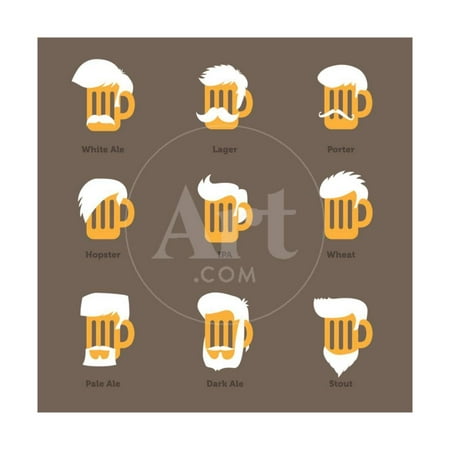 Beer Glass Hipster Character - Barflies. Beer Types Stylized Vector Illustrations. Laminated Print Wall Art By radoma