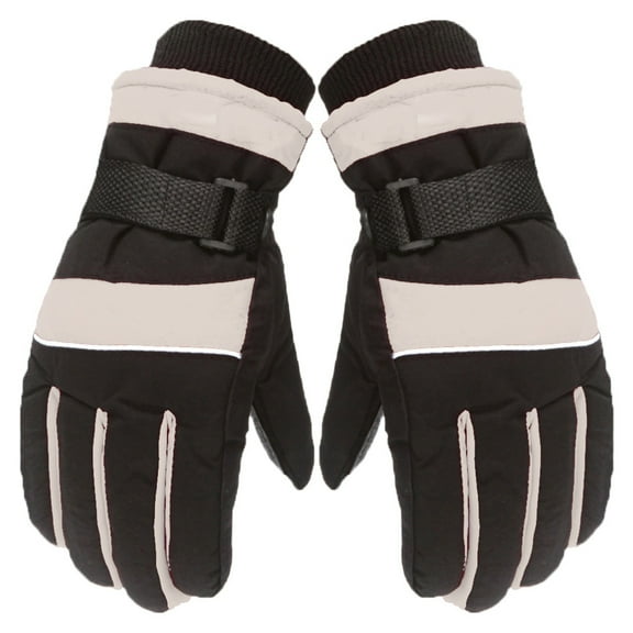 Dyfzdhu Winter Outdoor Kids Boys Girls Snow Skating Snowboarding Windproof Warm Ski Gloves Beige