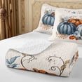 thumbnail image 4 of Erosebridal Pumpkin Trio Quilt Full 3-Piece,Fall Harvest Full Bedspread Sets,Dusty Blue,1 Coverlet and 2 Pillowcases, 4 of 7