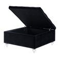 thumbnail image 3 of Posh Vivant Joshua Velours Bouton Touffeté Pouf Table Basse Noir, 3 of 7