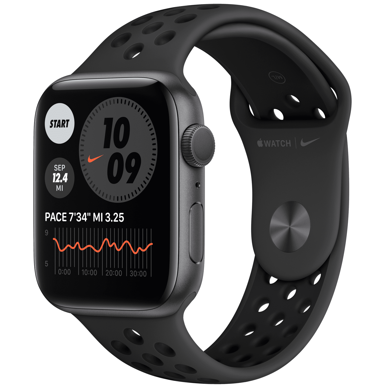 Apple Watch Nike Series 6 GPS, 44mm Space Gray Aluminum Case with