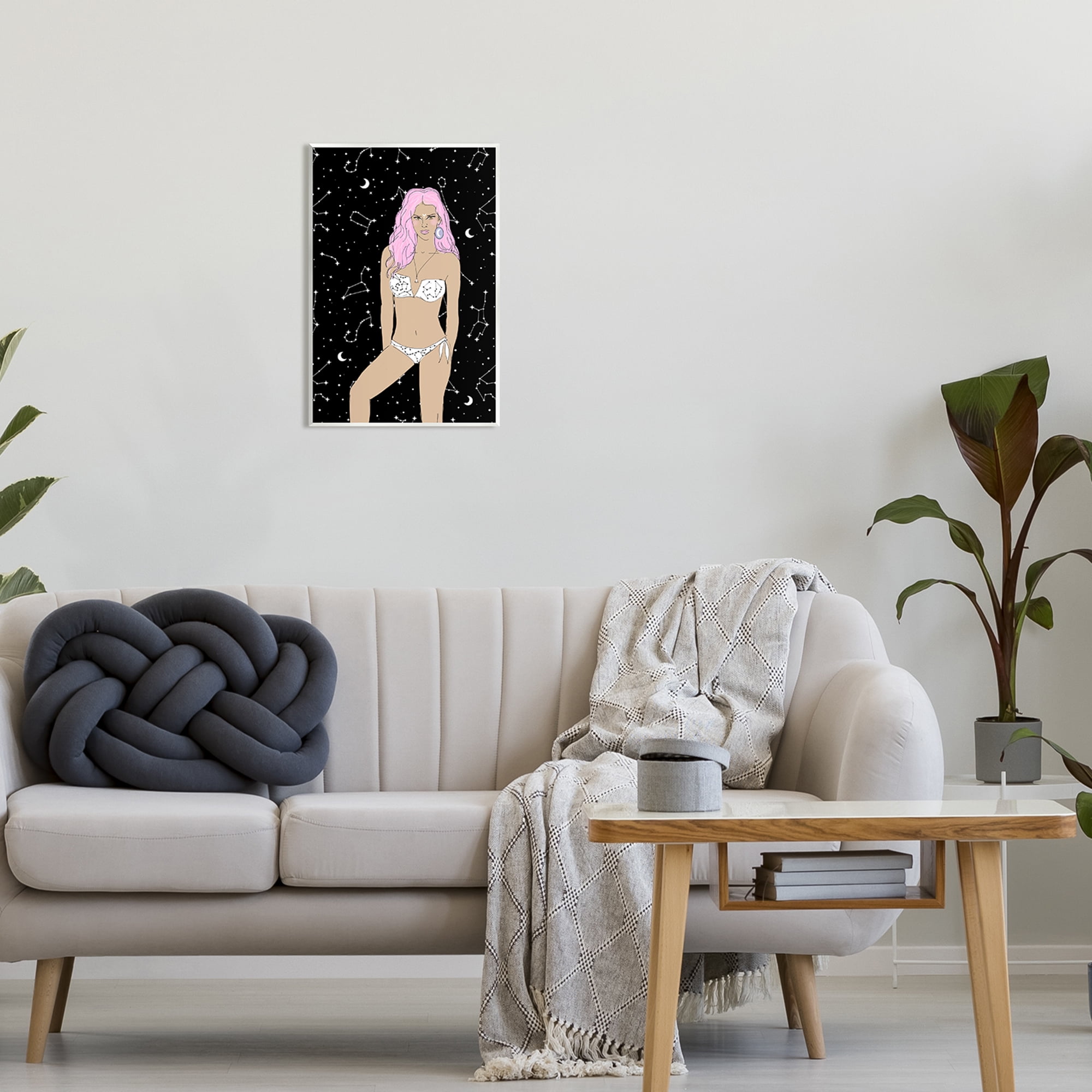 Stupell Industries Moon Girl Constellations Novelty Painting Unframed Art Print Wall Art, 13 x 19
