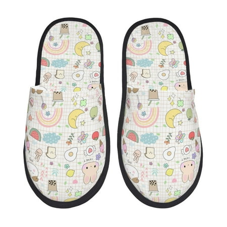 

Adobk Summer Rabbit Print Slippers Indoor Outdoor Retro Slippers House Soft Fluffy Slides Cushion Furry Slippers-Large