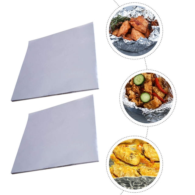 OUNONA Baking Foil Paper 50 Sheets Tinfoil for Baking and Frying Silver