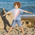 thumbnail image 3 of FORMRS Boys Rash Guard with Short Sleeves UPF 50+ Swim Shirts Sizes 3-12T, Abstract Blue, 3 of 6