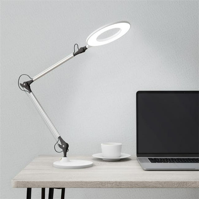 Swing Arm Architect Desk Lamp, Led Ring Light- Stepless Dimming- High Cri 95- Eye Friendly Task Lighting for Reading, Drafting