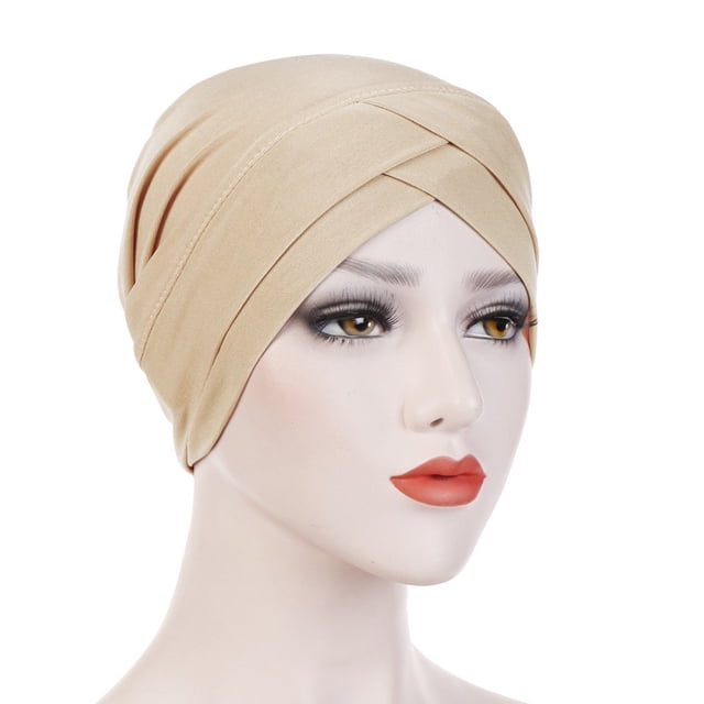 Women Solid India Hat Muslim Ruffle Cancer Chemo Beanie Turban Wrap Scarf Cap