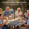 thumbnail image 3 of Round Outdoor Tablecloth with Umbrella Hole and Zipper, Farmhouse Haze Blue Brown Tablecloth with Elastic Waterproof, Vintage Wooden Striped Patio Table Covers for 36" - 44" Picnic Pool Tables, 3 of 9