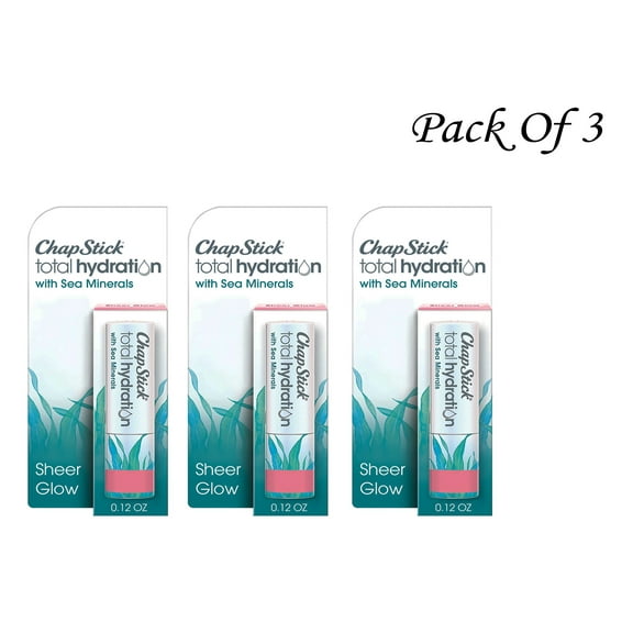 ChapStick Total Hydration With Sea Minerals Sheer Glow Tinted Lip Balm - 0.12 oz (Pack Of 3)
