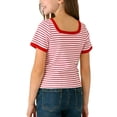 thumbnail image 5 of NAISIBABY Kids Girls T-Shirt Size 7, Short Sleeve Cute Striped Square Neck Kids Summer Casual Tee Red, 5 of 5