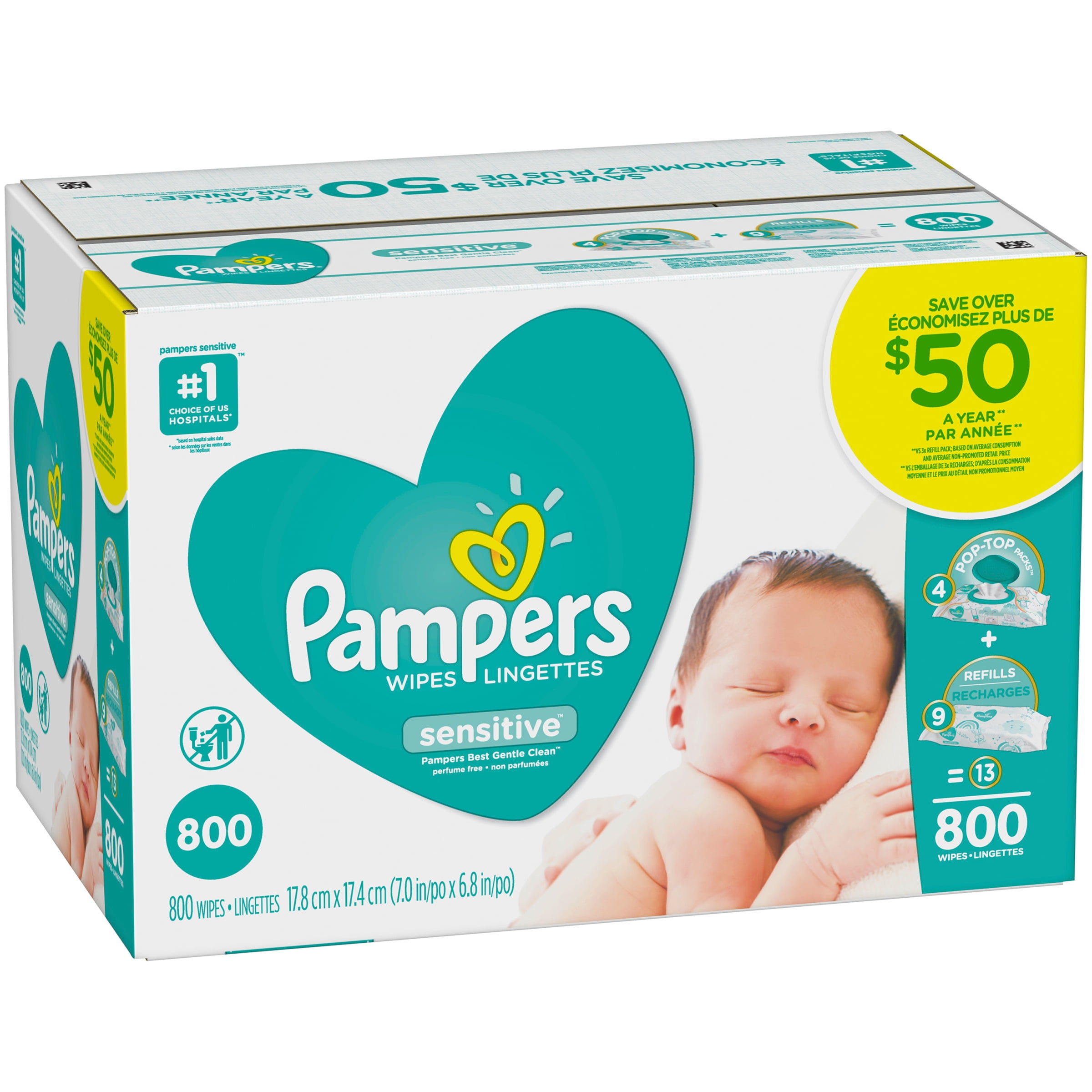 Baby Wipes, Pampers Sensitive Water Based Baby Diaper Wipes 