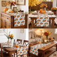 thumbnail image 4 of Orange Blue Pumpkins Fall Table Runner - 120 Inch Long Thanksgiving Gray Checkered Cotton and Linen Blended Dress Scarves Farmhouse Table Runner for Kitchen Dining, Coffee Table, 13" x 120", 4 of 8