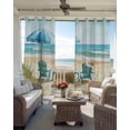 thumbnail image 6 of Teal Summer Beach Blackout Curtains for Bedroom Living Room Darkening Curtains 90 Inch Coastal Vintage Leisure Ocean Black Out Window Curtain Privacy Window Treatment Grommet Drapes 52"x90"x2, 6 of 9