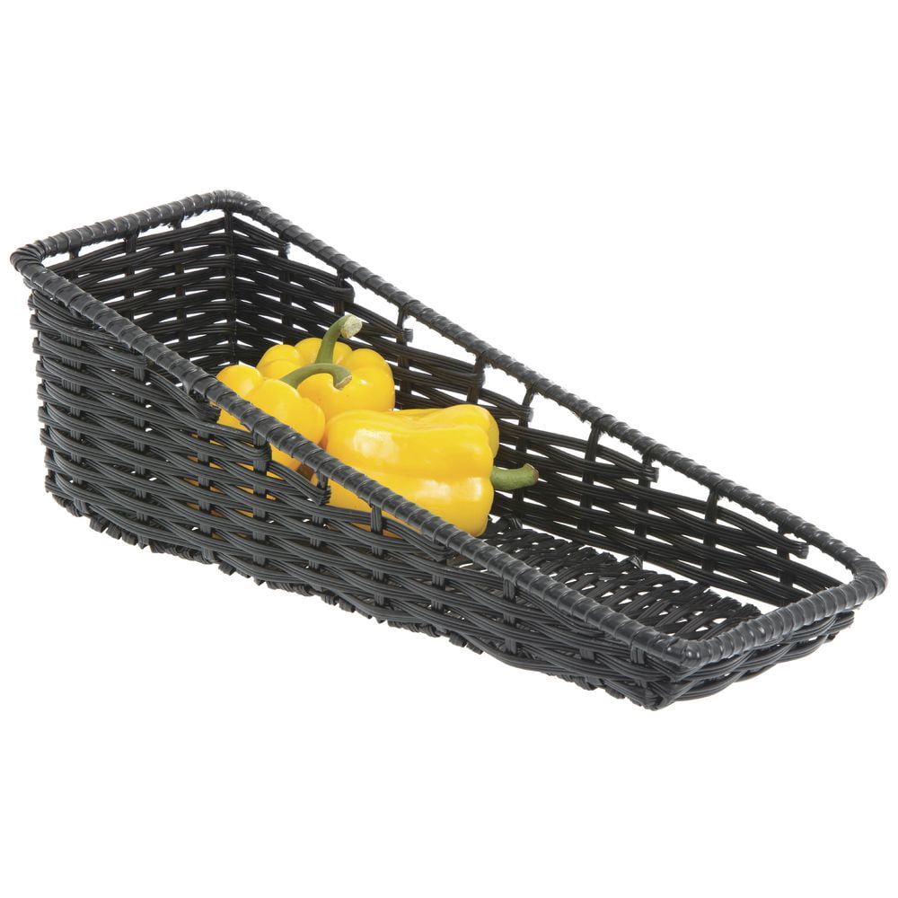 HUBERT Tapered Wicker Look Tapered Storage Basket, Rectangular Black - 7 1/2"L x 20"D x 1 1/2" to 6"H