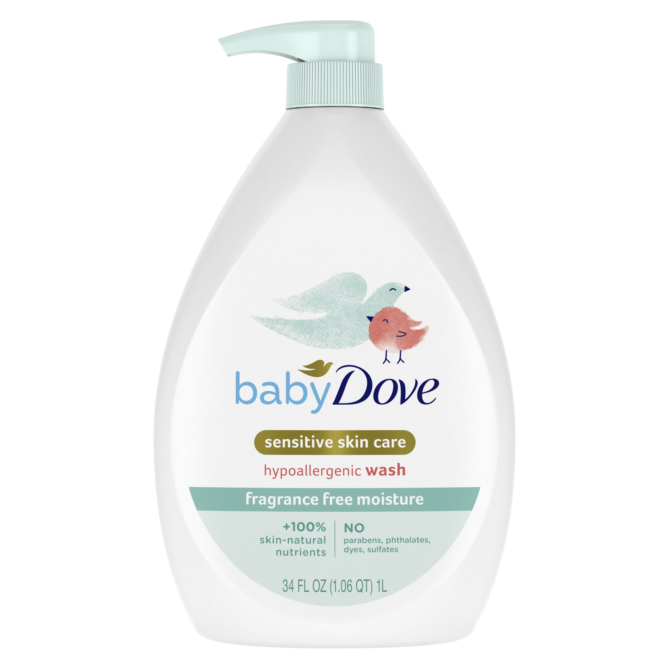 (6 pack) Baby Dove Sensitive Skincare Liquid Body Wash Fragrance Free Moisture, Hypoallergenic, 34 oz