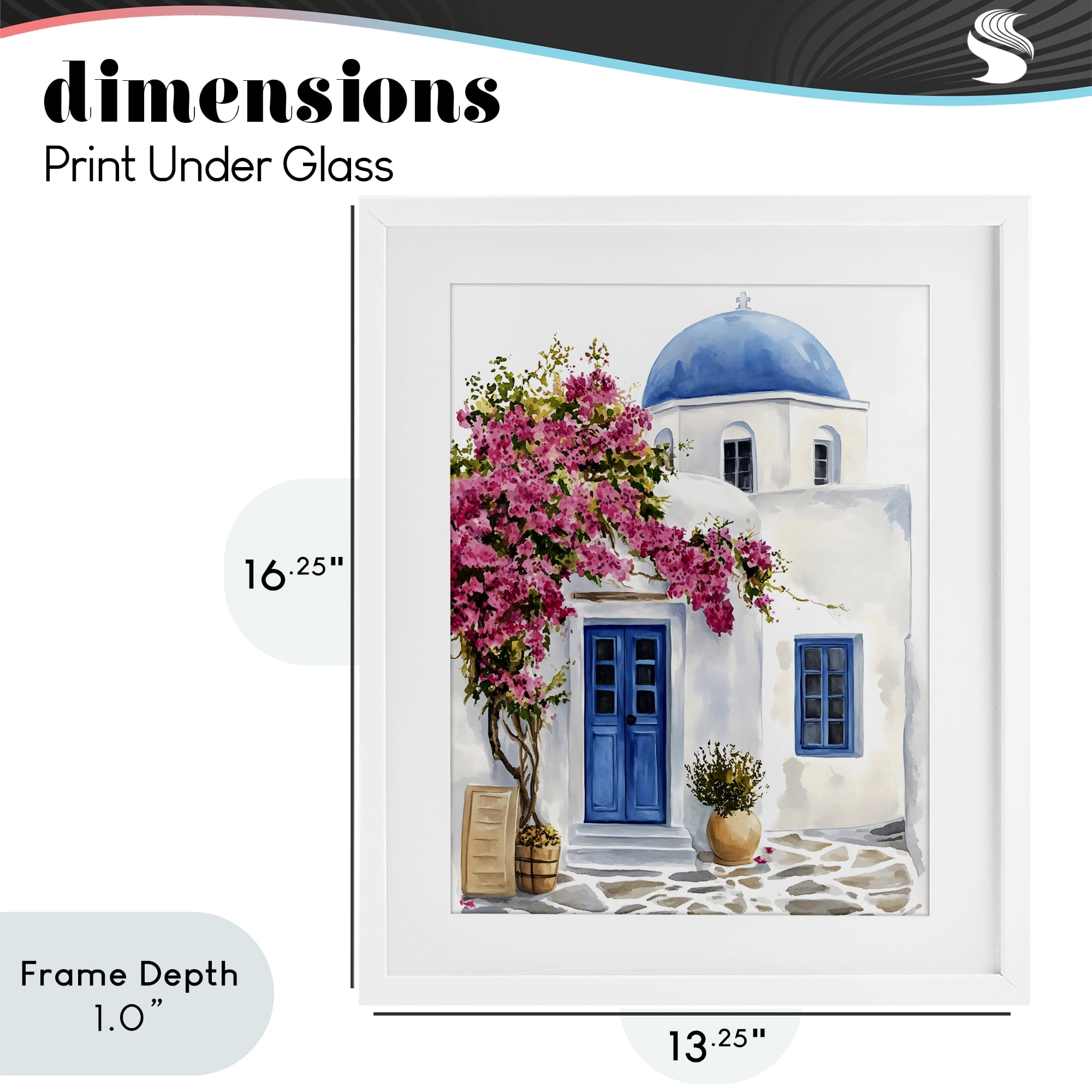 Stupell Industries Santorini House with Bougainvillea White Framed Print Under Glass, design by LSR Design Studio