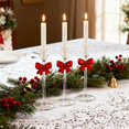 thumbnail image 4 of Mbvtdt 2pc Red Bow Glass Taper Candle Holders,Glass Candlestick Holder Decor,Fashioned Glasses Clear Reinforced Stems,for Candle Stand Candle Sticks Holder Decor for Table Centerpiece Decor,B, 4 of 6
