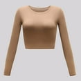 thumbnail image 2 of Women's Sexy Slim Fit Long Sleeve Round Neck Basic T-Shirt Soft Stretchy Comfortable Casual Top Solid Color Tee, 2 of 4