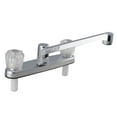 thumbnail image 6 of Westbrass D33228KIT-26 33" Double Bowl Stainless Steel Kitchen Sink Kit with 2-Handle Faucet, Soap Dispenser and Drain Strainers, Polished Chrome, 6 of 10