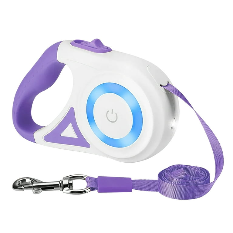 Moclever 16FT Retractable Dog Leash Extendable Pet Leash Dog Walking Leash with Flashlight RGB Light 2 Rolls of Waste Bags Dispenser Fit for 66 110lbs Purple Walmart