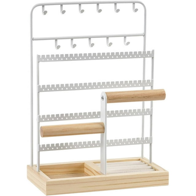HUGFEGWE Jewelry Holder, Jewelry Organizer, Jewelry Display Stand Jewelry Rack Large Capacity Multi Tiers Stable Base Earrings Rings Necklaces Bracelets Display Holder Shop Showcase White U2537-10636