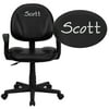 Flash Furniture Personalized Mid-Back Black LeatherSoft Swivel Ergonomic Task Office Chair with Back Depth Adjustment and Arms