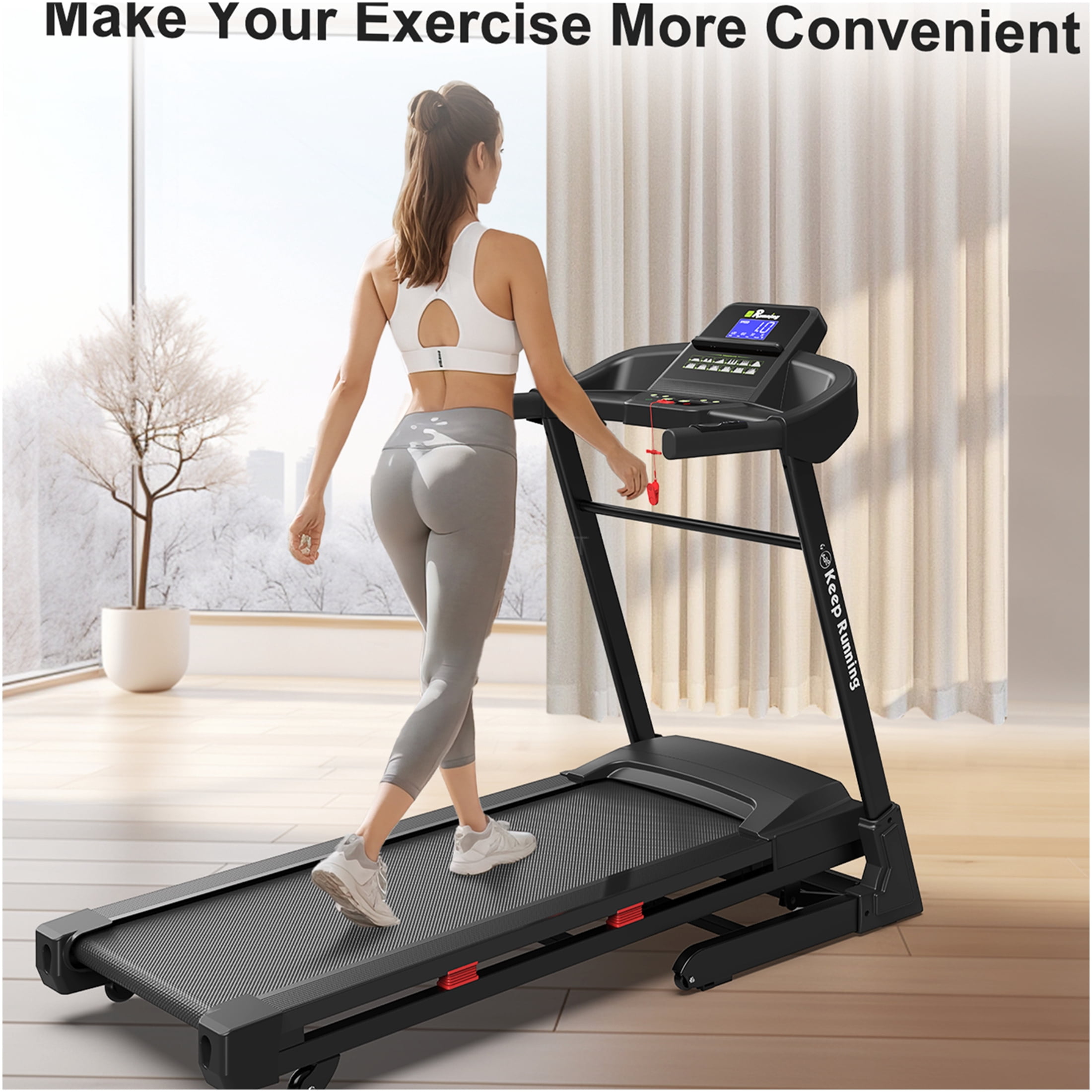 JERFIT 3.5HP Foldable Electric Treadmill for Home with Auto Incline, Bluetooth Speaker & App Control, 330lbs Capacity, Black