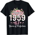 thumbnail image 2 of 100% Cotton Made in 1959 Floral 67th Birthday Gifts Women 67 Years Old T-Shirt, 2 of 5