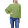 thumbnail image 2 of Women'S Solid Color Oversized Batwing Sleeve Boat Neck Long Sleeve Knit Sweater Loose Pullover Avocado One Size, 2 of 6