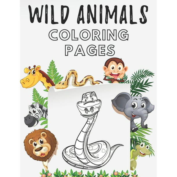 Wild Animals Coloring Pages: Wildlife Zoo Animals Coloring Book for Kids  and Adults Relaxation - Stress Relieving Coloring Book (Paperback) -  