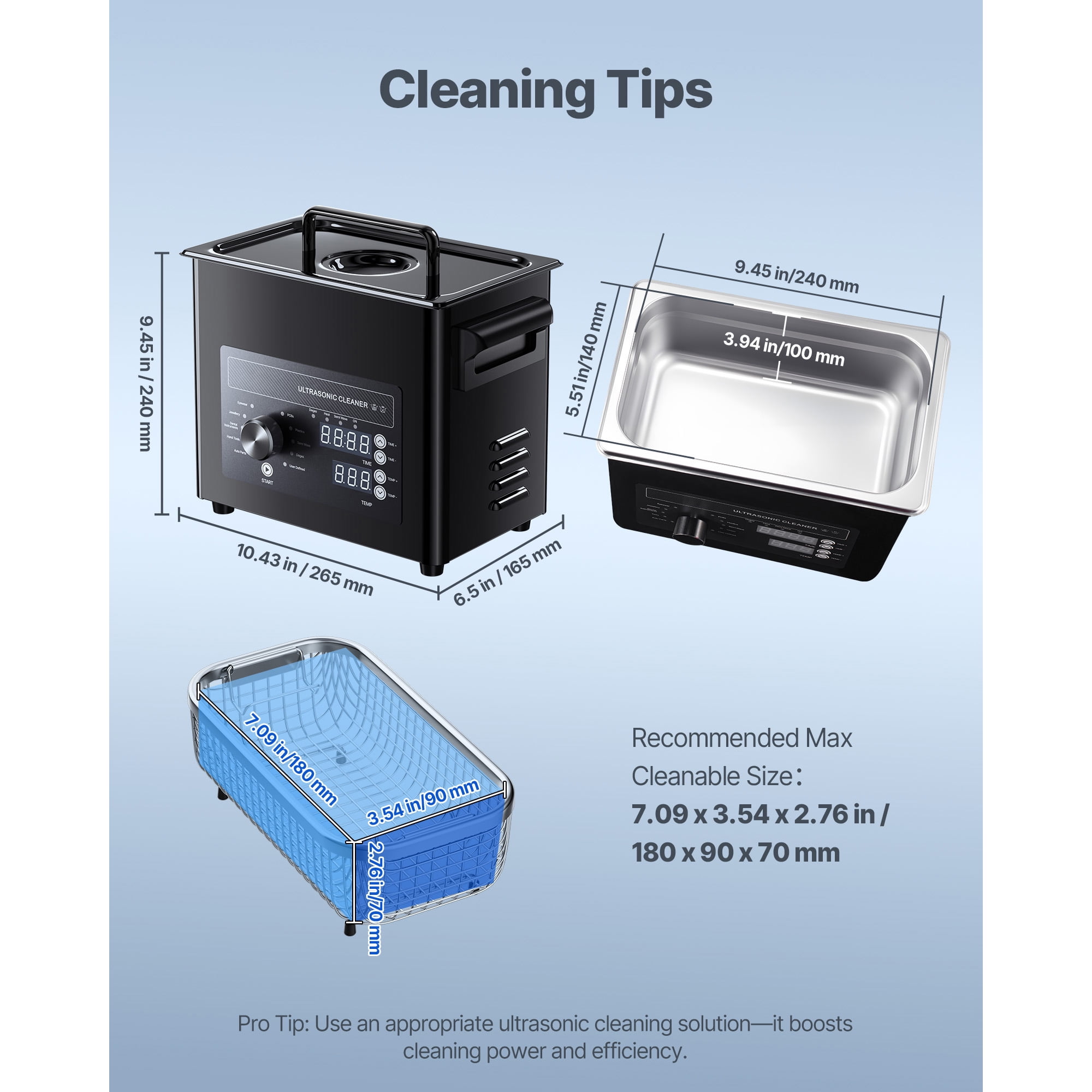 KFFKFF 3L Ultrasonic Cleaning Machine with Adjustable Knob Control, Durable Stainless Steel Design, Includes Basket and Cleaning Ball, Ideal for Jewelry, Watches, Razors, Coins, and More