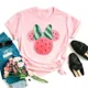 thumbnail image 3 of Camiseta de algodón rosa informal con estampado de dibujos animados de pato Daisy de Disney a la moda de verano, camisetas de cuello redondo, camiseta holgada de manga corta para niña, 3 of 5