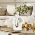 thumbnail image 3 of Estatua de pareja, decoración moderna, escultura de cerámica de pareja, estatua de amantes abrazándose Blanco, 3 of 9